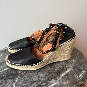 Maypol Handmade Leather Rockstud espadrille wedges 7.5